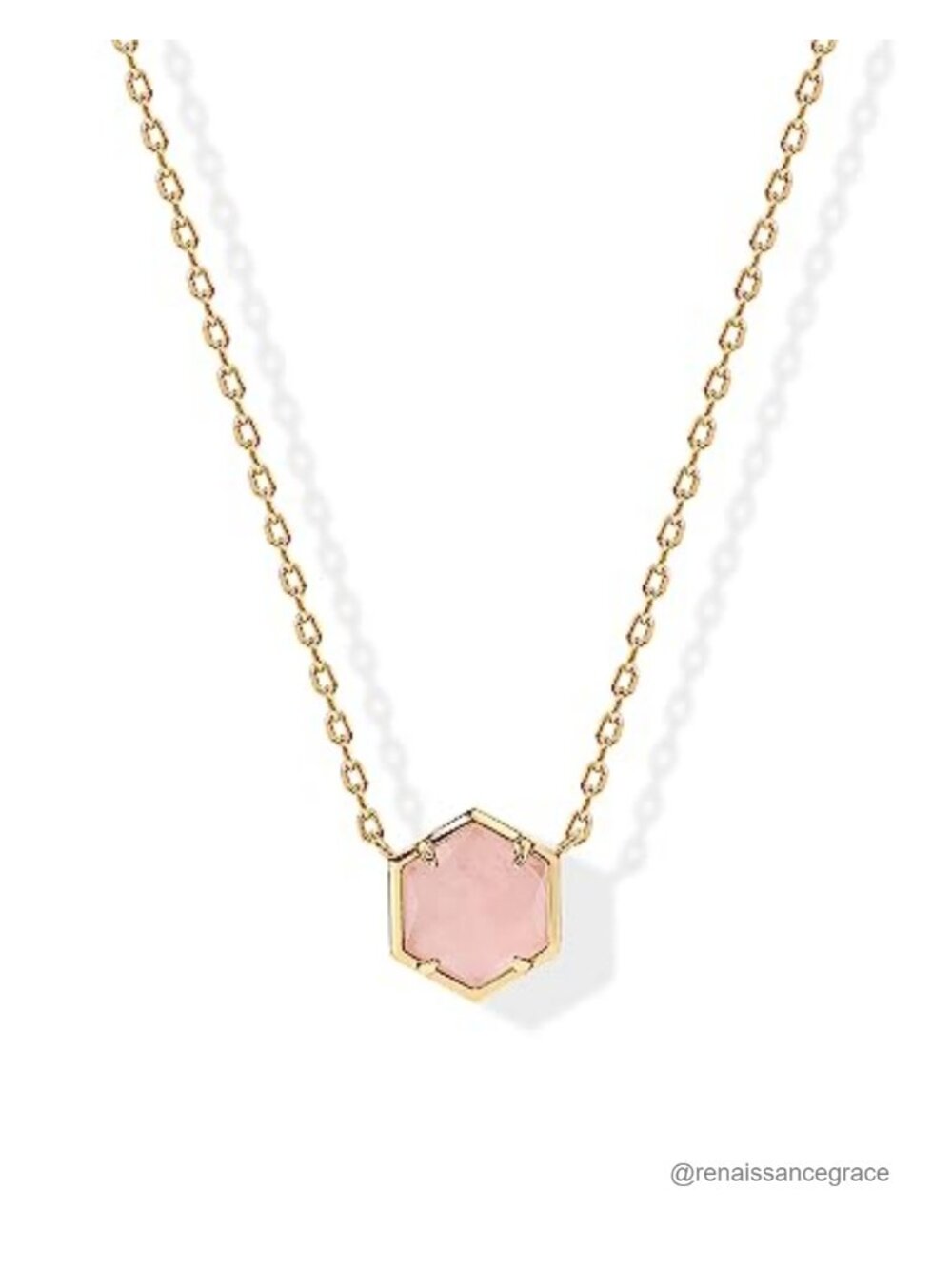 14K Gold Plated Rose Quartz Pendant Necklace Dainty Chain for Women